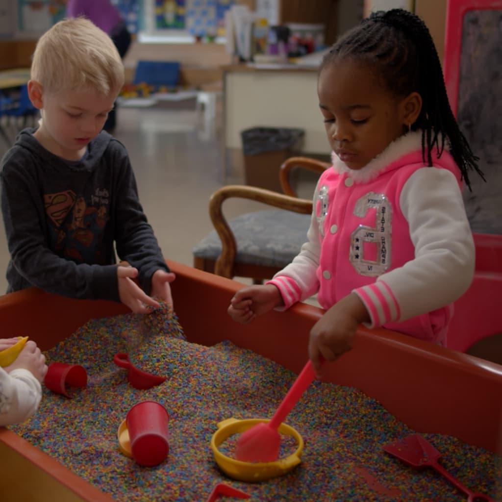 Preschool students playing at Dayspring Christian Academy in Lancaster, PA